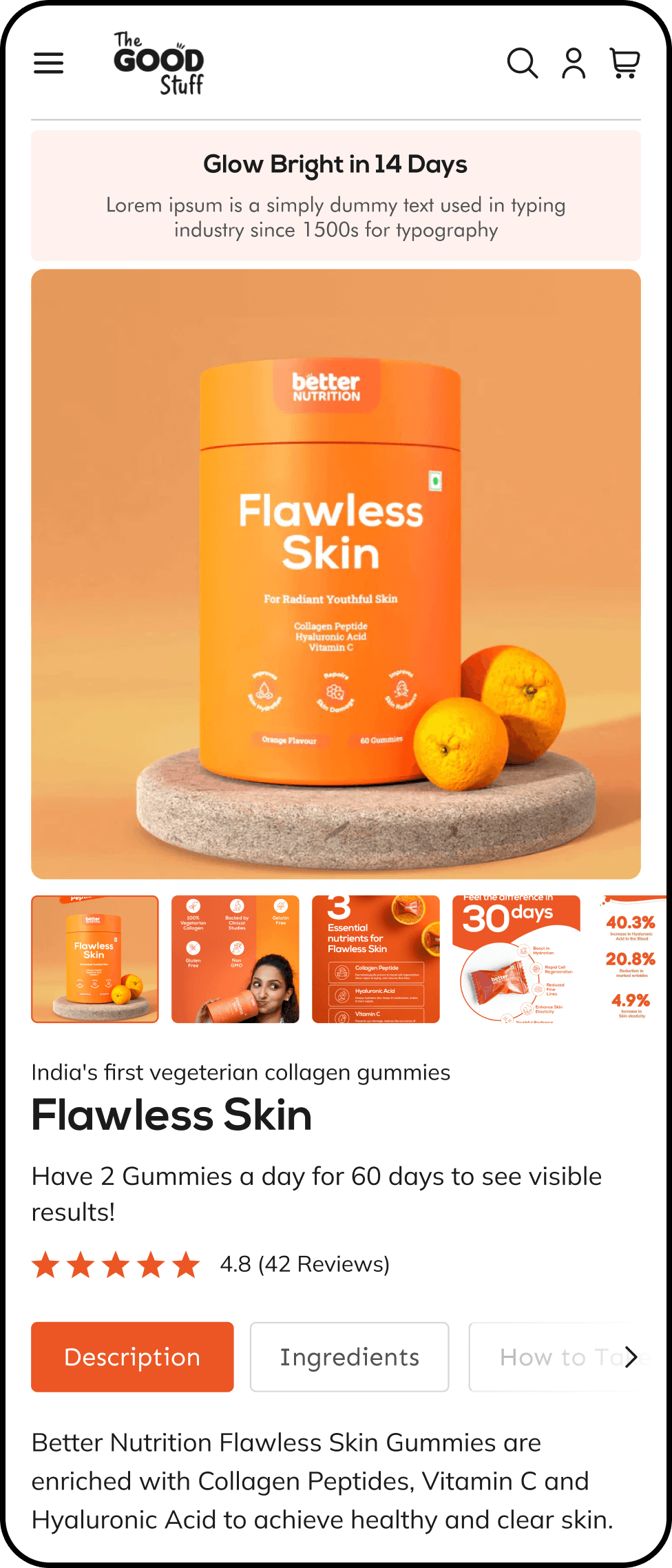 Redesigned Shopify product page on mobile
