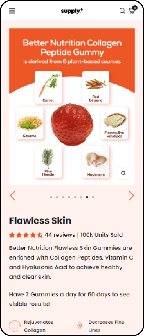 Shopify product page before the Expert101 redesign