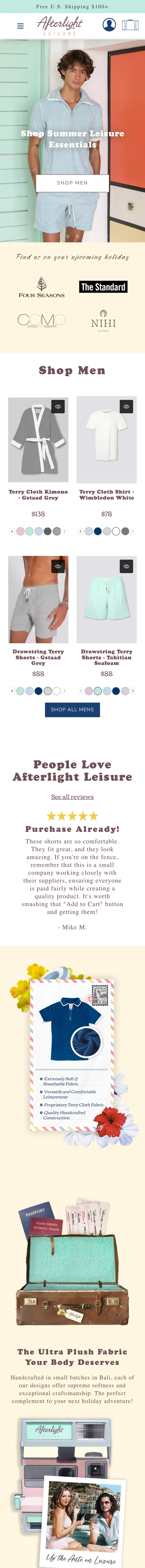 Afterlight Leisure Shopify store designed and built by Expert101