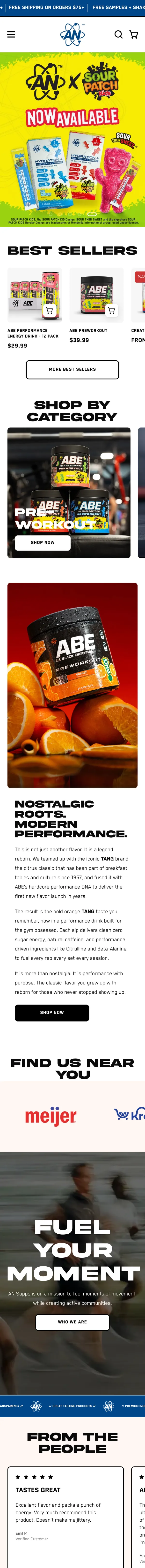 AN Supps Shopify store designed and built by Expert101
