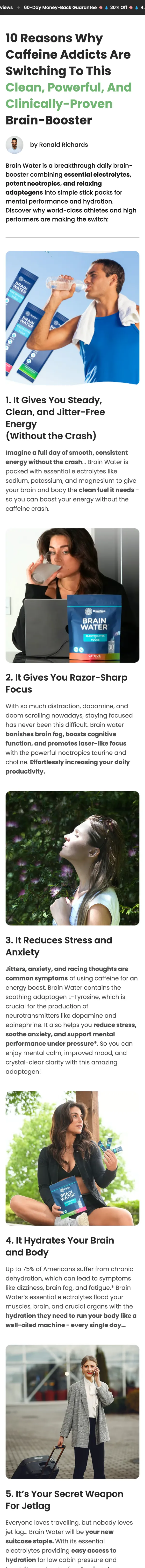 Brain Water Shopify store designed and built by Expert101