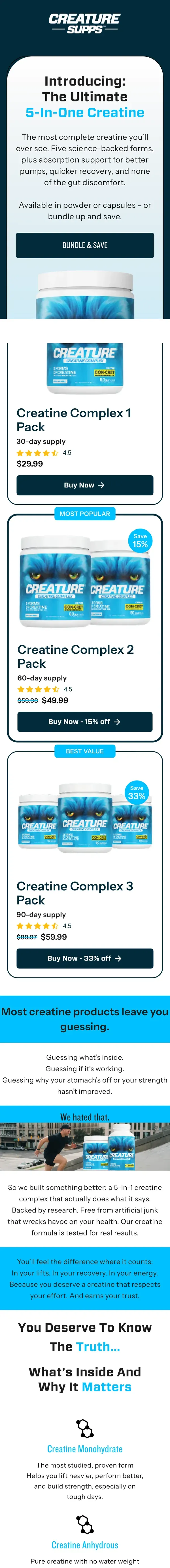 Creature Supps Shopify store designed and built by Expert101