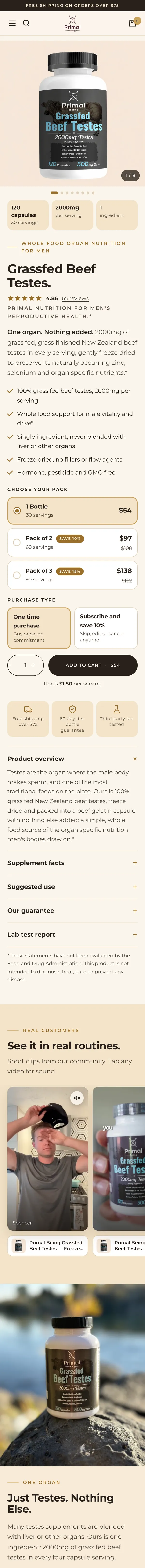 Primal Being Shopify store designed and built by Expert101
