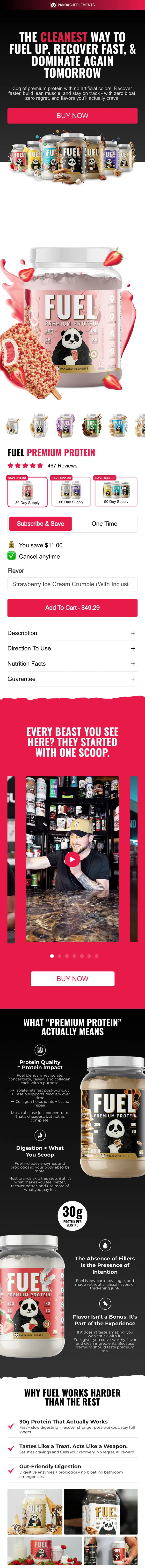 Panda Supps Fuel Protein Shopify store designed and built by Expert101