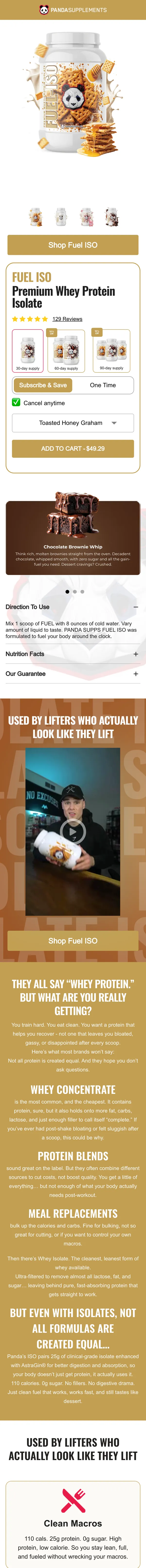 Panda Supps ISO Protein Shopify store designed and built by Expert101
