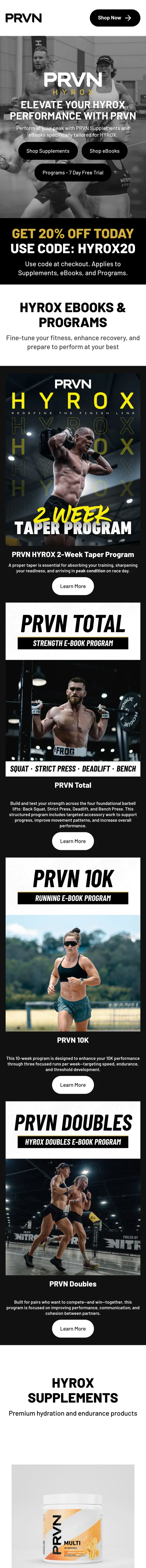 PRVN Fitness Shopify store designed and built by Expert101