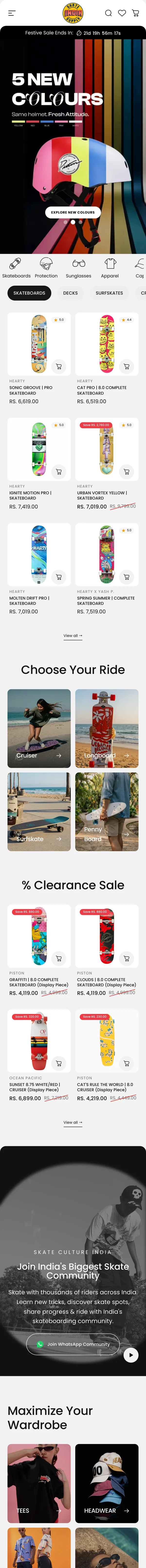 Skate Supply India Shopify store designed and built by Expert101